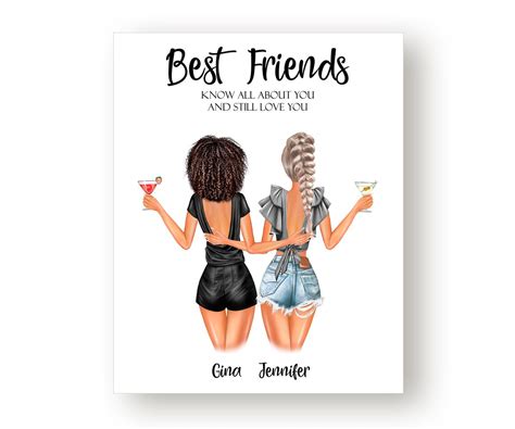 Canvas Best Friend Ts Friendship Print Best Friend Etsy