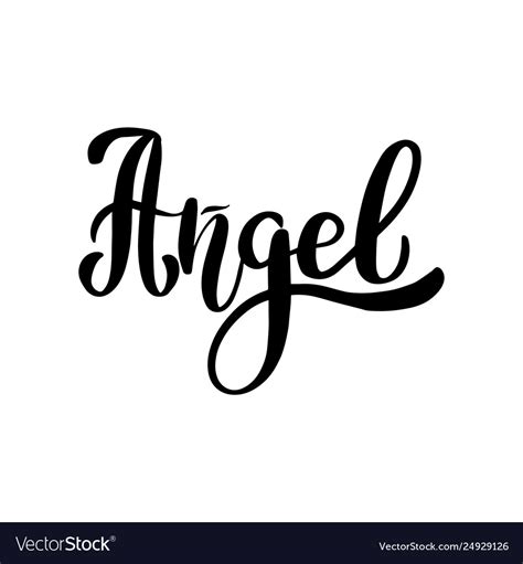Brush Lettering Angel Royalty Free Vector Image