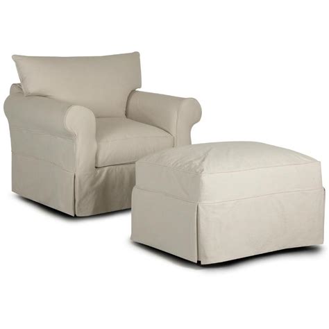 Effortlessly mask wear and tear on a seasoned sectional with couch slipcovers designed specifically to fit your favorite lounge spot. Klaussner Jenny Slipcover Chair & Ottoman with Rolled Arms ...