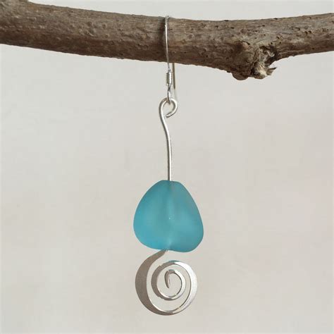 Spiral Sea Glass Earrings Of Earth And Ocean