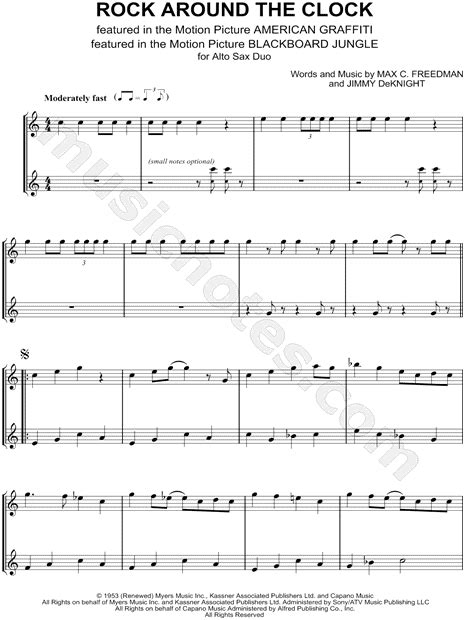 Bill Haley And His Comets Rock Around The Clock Alto Saxophone Duet Sheet Music In C Major