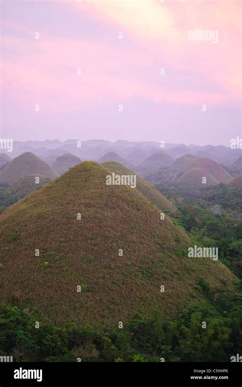 Chocolate Hills At Dusk Natural Mounds On Bohol Island Stock Photo Alamy