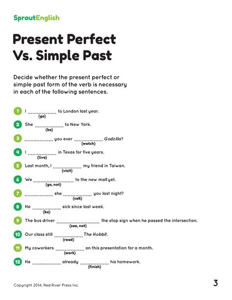 Present And Past Simple Tense Exercises Printable Worksheets