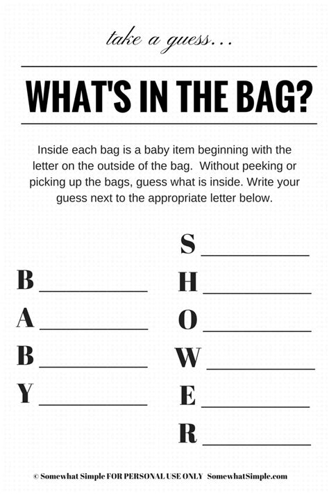There are many fun baby shower games that can be adapted to your dream baby shower. Simple Baby Shower Game Idea And Printable - Somewhat Simple