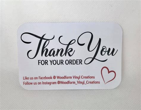 Pack Of 10 Medium ‘thank You For Your Order Cards Woodform Crafts