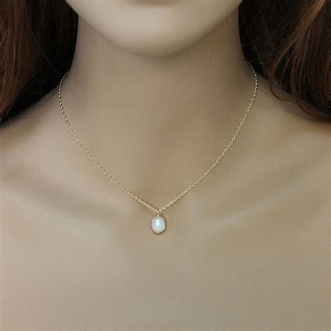 Dainty Single Pearl Gold Necklace Simple Minimalist Jewellery