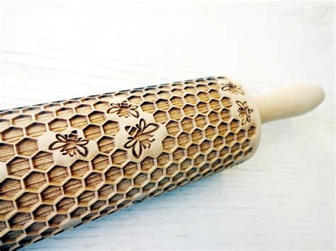 Honeycomb Embossing Rolling Pin Laser Cut Rolling Pin For Etsy Uk