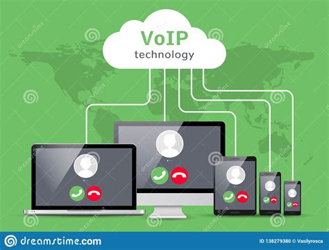 Voip Voice Over Ip Illustration Smartphone Laptop Network Voip Call
