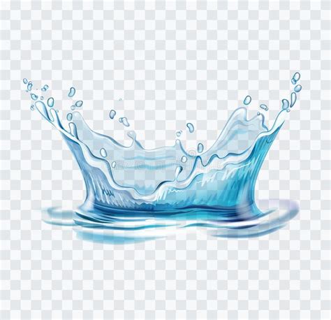 Blue Water Splash Vector Illustration On Transparent Background