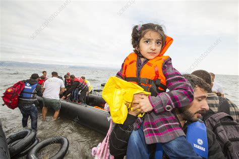 Syrian Refugees Arriving On Greek Island Stock Image C0264747 Science Photo Library