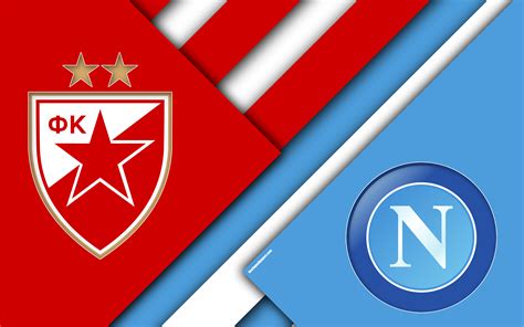 Download wallpapers K Crvena zvezda vs SSC Napoli, 4k, material design, color abstraction, logos ...