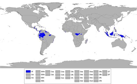 Worldwide Zones Of Tropical Rainforest Climate Af Rmapfans