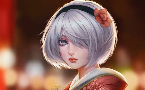 Robot Short Hair Barrette Anime Girls 2b Nier Automata Anime