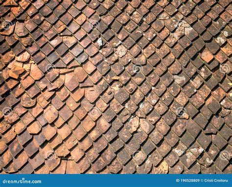 Old Medieval Roof With Red Stone Tiles In Brasov Romania Stock Image