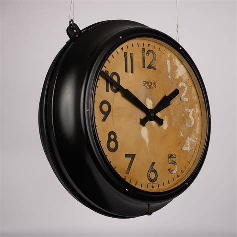 Double sided zinc station clock by brillie, 1920s. Original double sided metal industrial station clock by ...