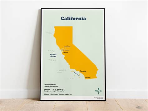 California Golden State Map United States Maps For Homeschool Etsy
