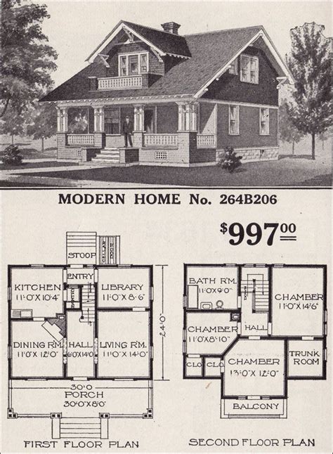 Vintage House Plans Craftsman 1920s Classic Bungalow Bodenswasuee