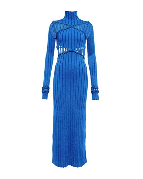 Dion Lee X Braid Ribbed Knit Midi Dress In Blue Lyst Canada