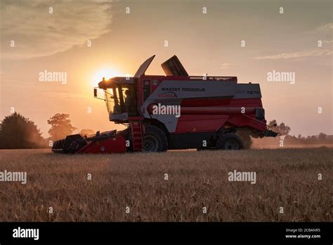 Massey Ferguson Combine Harvester In A Lincolnshire Field With A