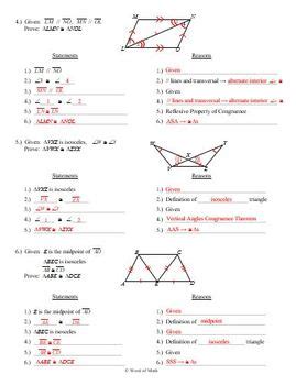 There are five ways to find if two triangles are congruent: Geometry Proofs Worksheet - Congruent Triangles by Word of ...