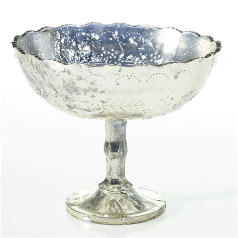 Silver Mercury Glass Vase Low Compote Vase Wedding Etsy