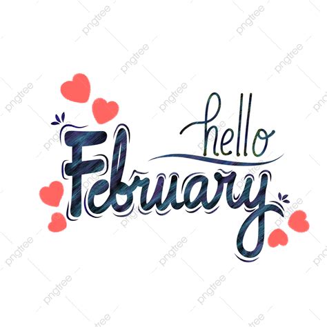 Hello February Hd Transparent Hello February Text Effect Design