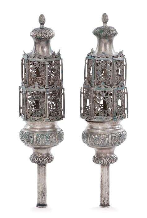 Pair Of Torah Finials Algeria 19th Century Kedem Auction House Ltd