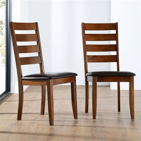 Grove Dark Wood Dining Chair Brown Leather Seat Pad Furniture Choice