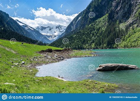 Mountain Lake Landscape In The Alps Austria Tyrol Stilluptal Lake