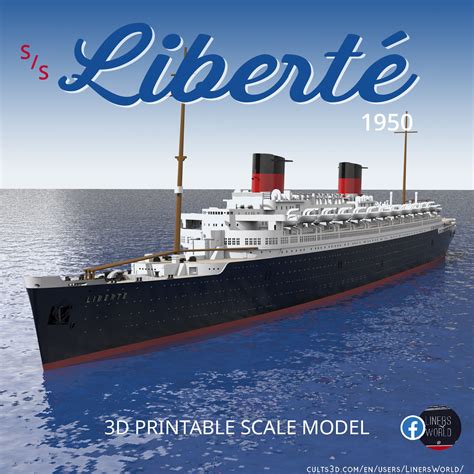 Ss Liberte Ocean Liner 1950 Full And Waterline Printable Model 3d