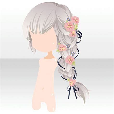 Anime Hair Braid With Flowers Anime Hair Chibi Hair Anime Hair