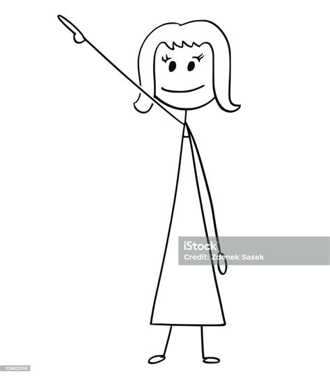 Cartoon Of Businesswoman Or Woman Pointing Right And Up Stock Illustration Download Image Now