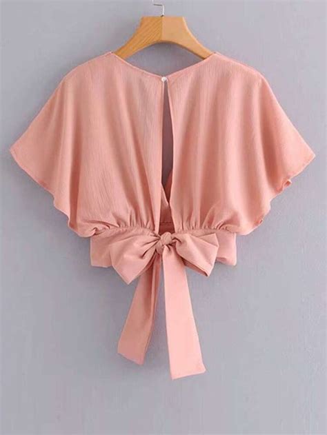 Tie Back Butterfly Sleeve Blouse Fashion Tops Blouse Trendy Fashion