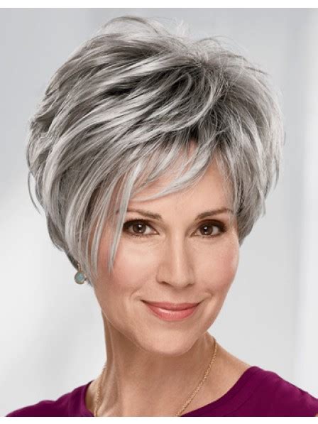 Fashion Older Ladies Short Grey Hair Wig Uk