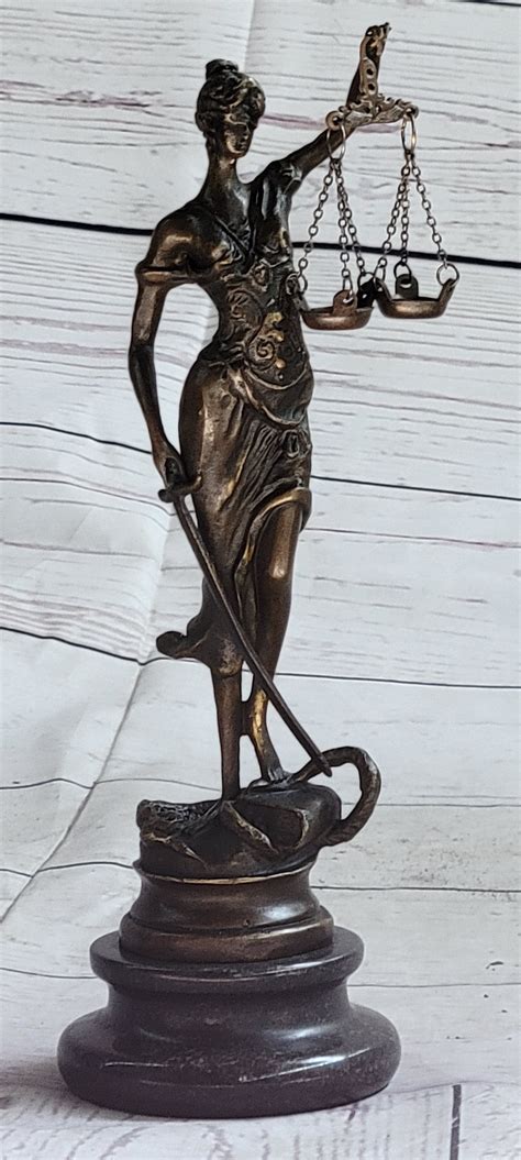 Bronze Blind Lady Of Justice Scales Law Lawyer Attorney Office Statue