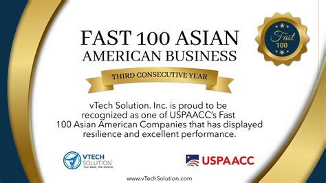 Vtech Solution Inc Recognized As One Of Uspaaccs Fast 100 Asian