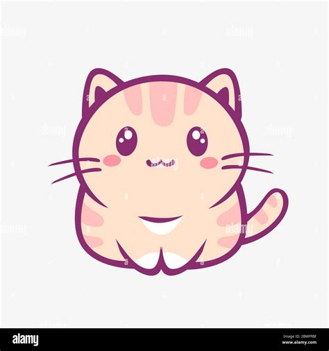 Kawaii dessin animé chat Drôle souriant petit chaton avec des rayures roses style anime Image