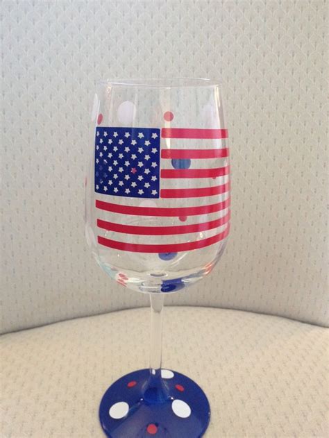 Flag American Flag Wine Glass Flag Wine Glass Red Etsy Blue Wine