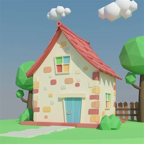 3d Model Low Poly House On Island Vr Ar Low Poly Cgtrader