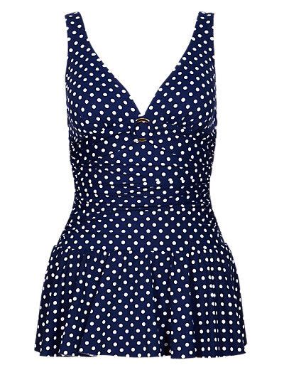 Spotted Skirted Swimsuit Mands Collection Mands Skirted Swimsuit