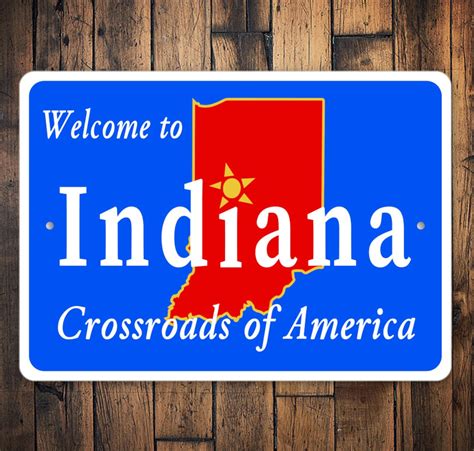 Indiana State Road Sign Indiana Welcome Sign Indiana Road Etsy