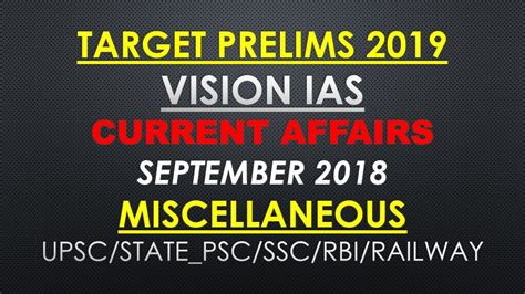 Vision Ias Current Affairs September 2018 Miscellaneous Upscstate