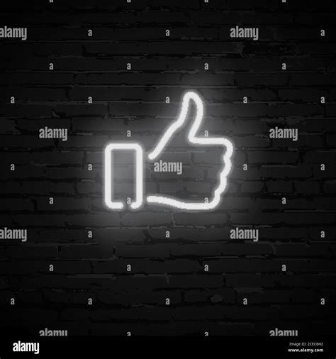 Vector Realistic White Thumb Up Neon Symbol On Dark Brick Wall Stock Vector Image And Art Alamy