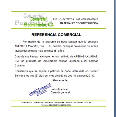 Carta De Referencia Comercial Formatos Y Modelos Legales Images And