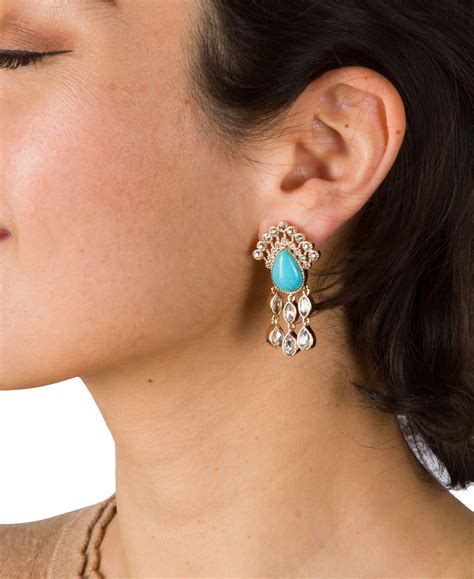 Turquoise Drop Earring in Goldtone - Princess Grace Collection