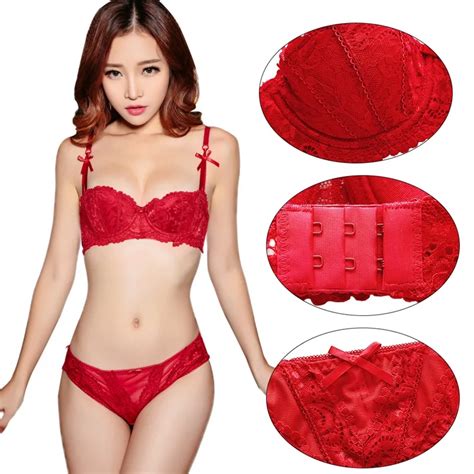 Sexy Lace Half Cup Bra Set Ladies Wireless Lingerie Thin Cotton Breathable Comfortable Underwear