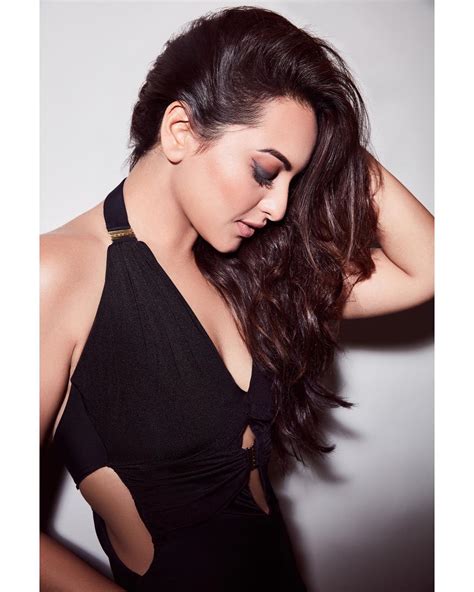 Actress Sonakshi Sinha Wet In Black Dress Glam Pics