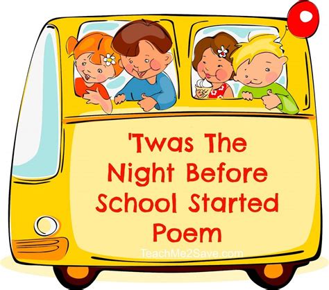 Twas The Night Before School Started Poem Night Before School