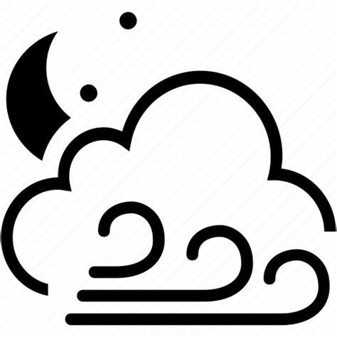 Cloud Moon Weather Wind Icon