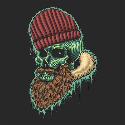 Premium Vector Beard Skull Illustration